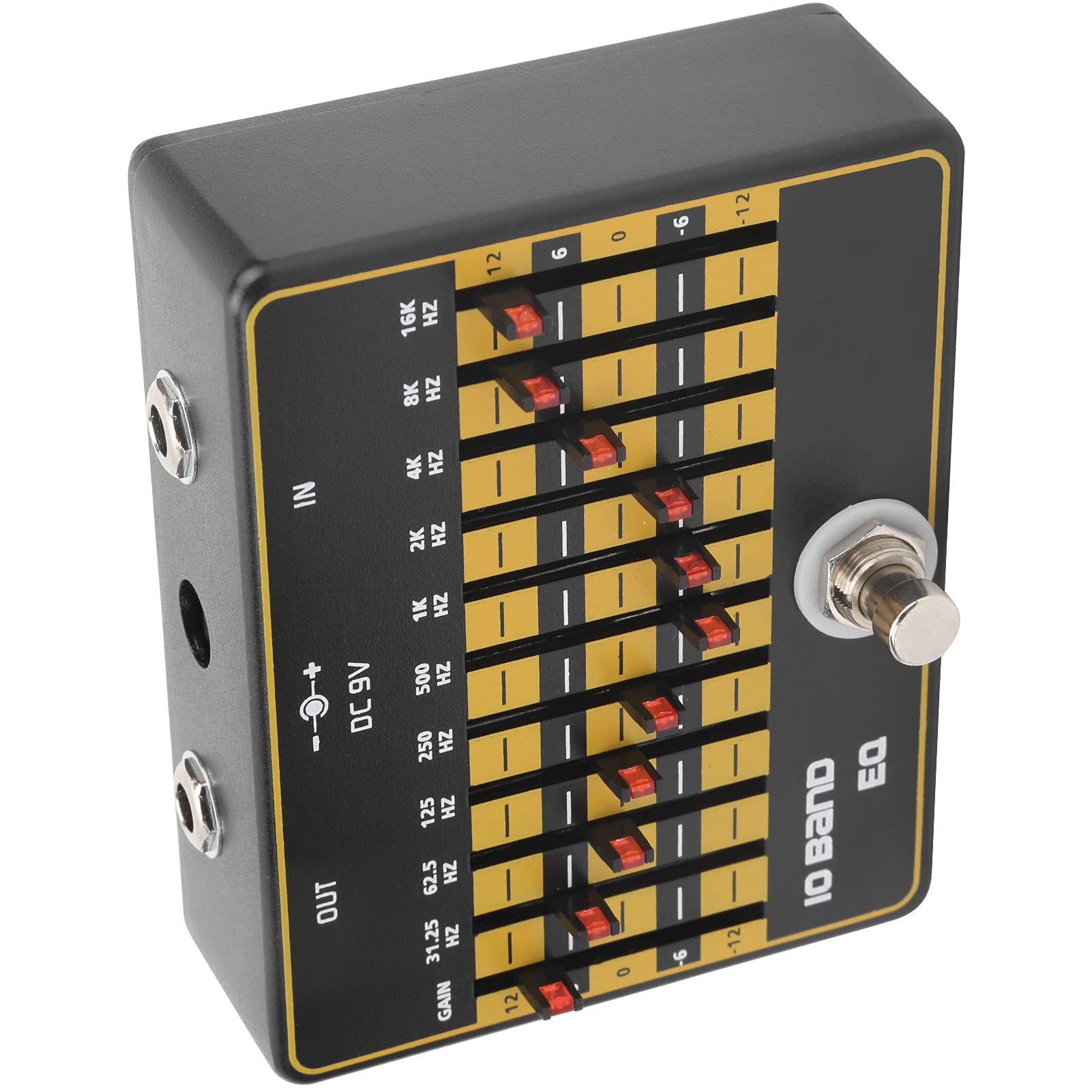 Tbest Pedal EQ de 10 Bandas para Guitarra - Pedal de Efectos de Ecualizador de Metal con True Bypass, de Frecuencia de 31,25 Hz-16 KHz, Controles Deslizantes para Personalización de Sonido de Guitarra