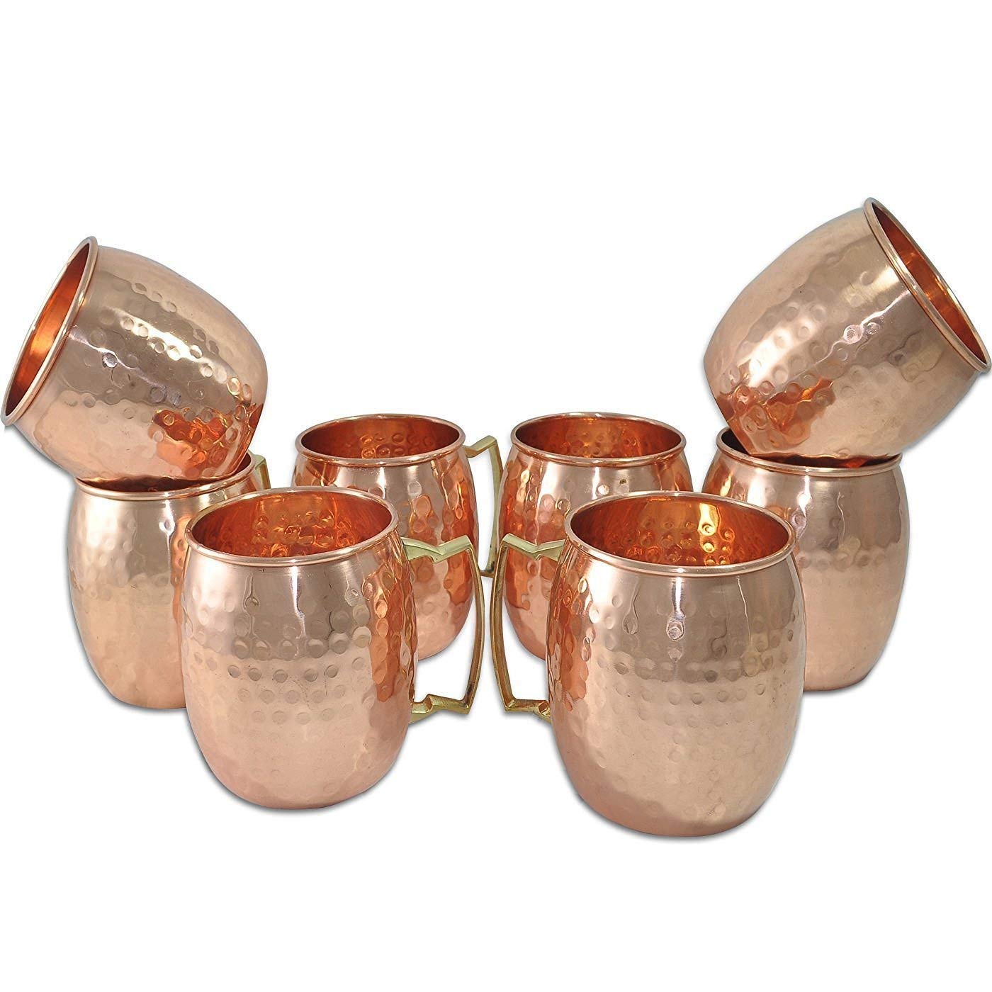 Zap ImpexZap Impex Pure Copper Moscow Mule Hammered, No Coating, Hammered Copper, Ideal for All Chilled Drinks to Entertain and Bar or Home, Large Bar Gift Set of 8