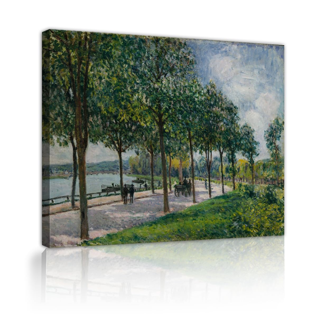 TOANGWALL Impressionist Trees Canvas Wall Art Office Alfred Sisley Allee of Chestnut Trees Famous Painting Framed Prints for Dining Room Decor 90x110cm