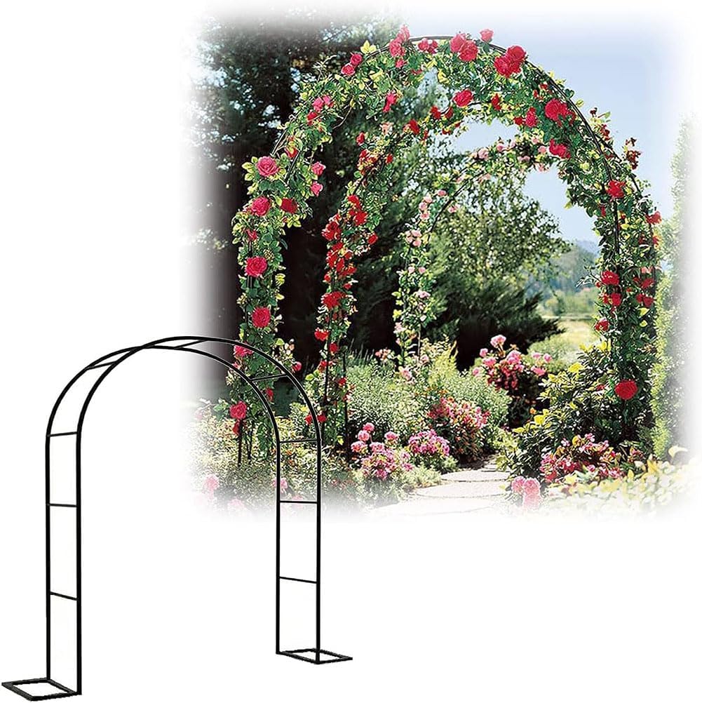 Black Metal Garden Arch, Garden Arbor for Climbing Plants, Wide 1.2M 1.4M 1.8M 2.4M 3M, Roses Archway for Outdoor Wedding Party, Easy to Assemble,White,W3M*H2.2M