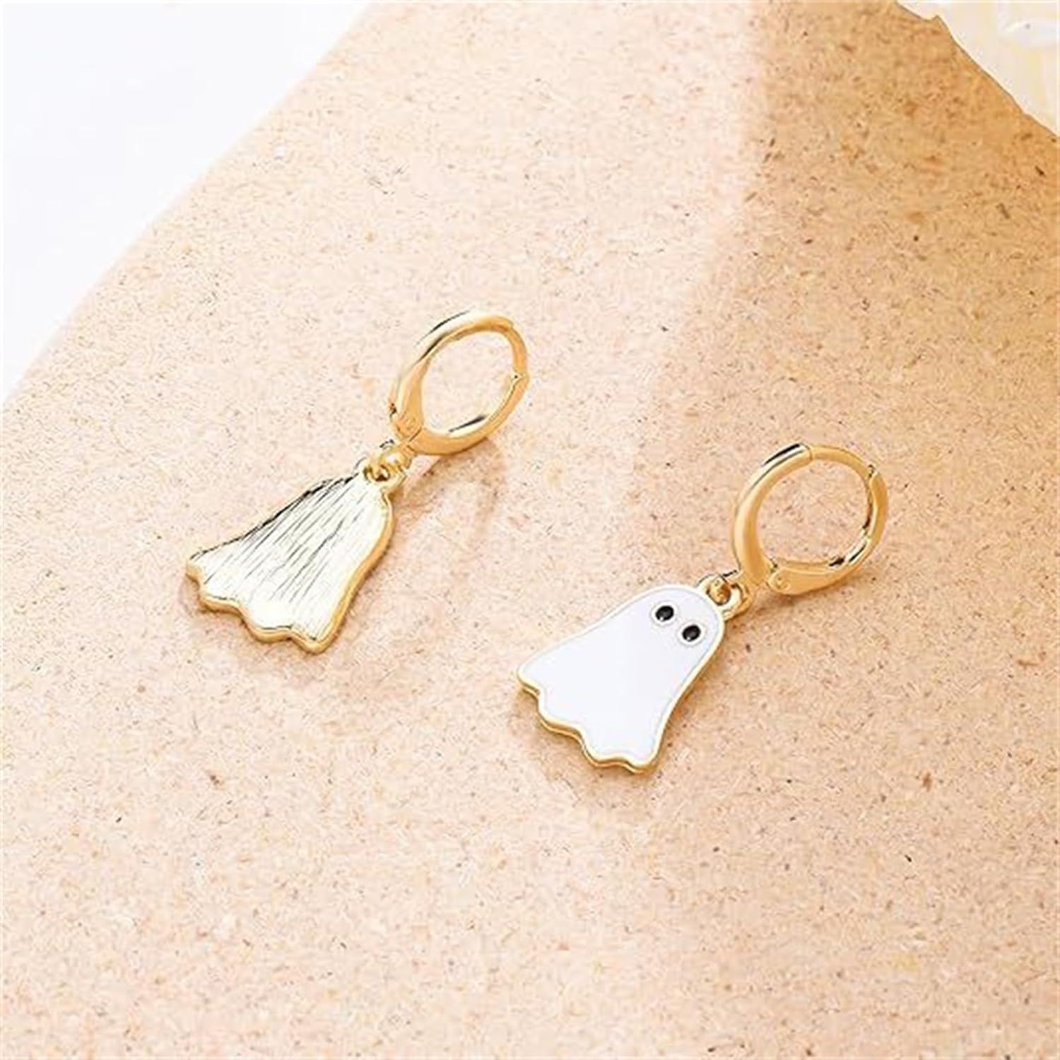 Coadipress Halloween Ghost Huggie Earrings - 14K Gold Plated, Cute Spooky Hoop Dangle Earrings for Women - Fun BOO Halloween Party Jewelry Gift - Image 3