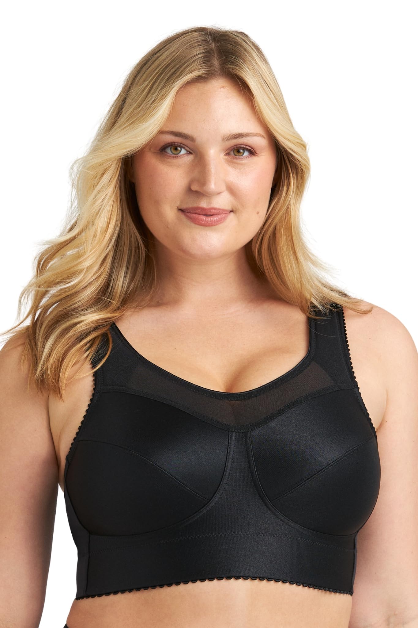 Miss Mary of Sweden Cotton Simplex Womens Non-Wired Low Impact Sports Bra 36F Black