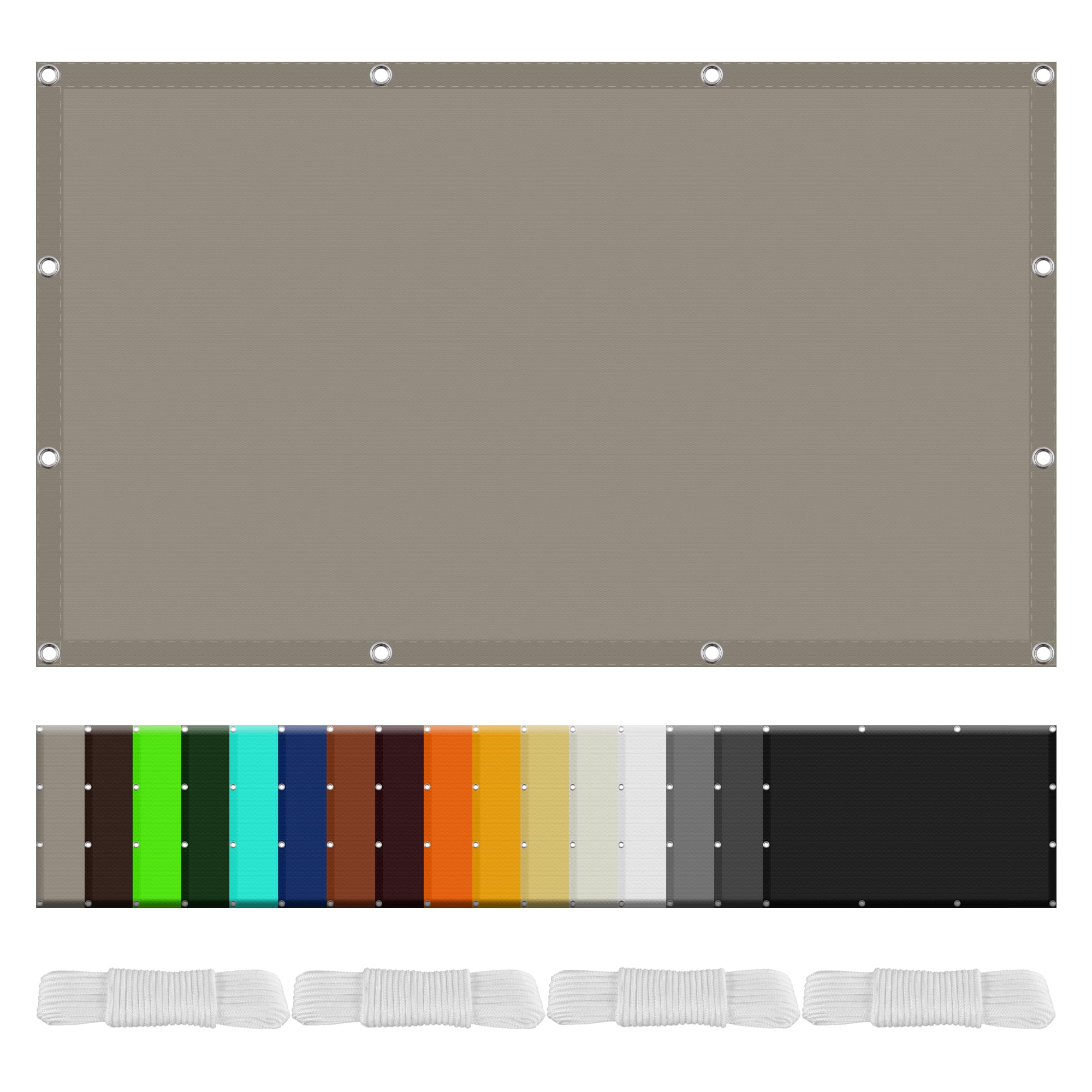 Voile d'ombrage taupe 1.8x3.5m anti-UV résistant pour terrasse
