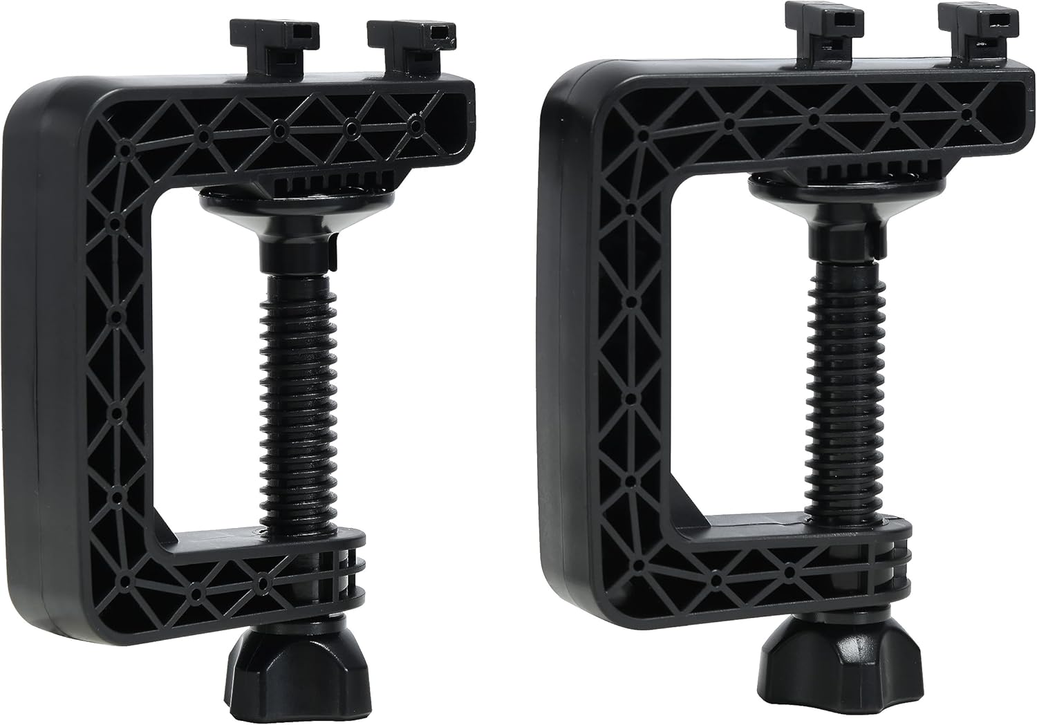 Two U-shaped fixing brackets used to secure the ASA A900 steering wheel to a table or desk.