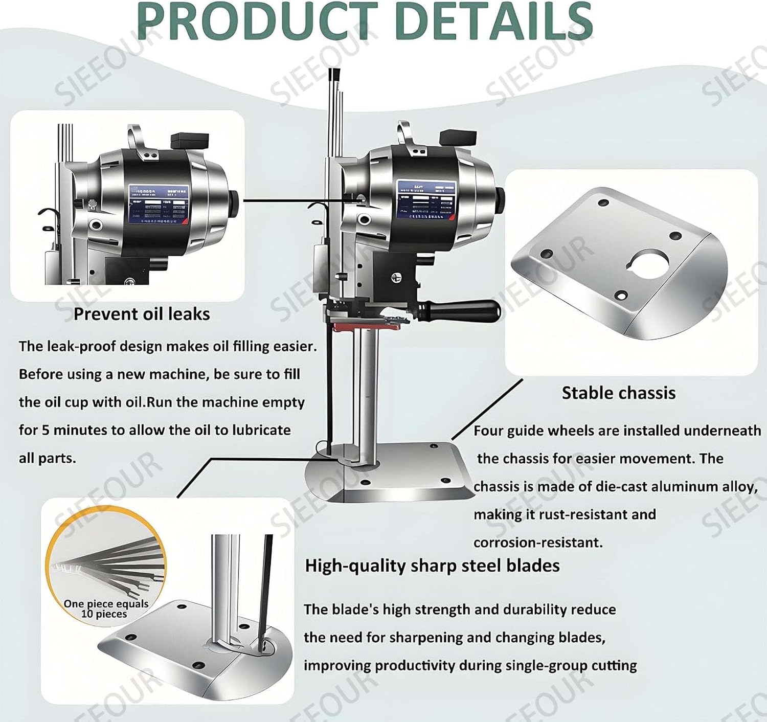 1100W Industrial Fabric & Leather Cutting Machine, 110V/220V 50HZ Straight Knife Cutting-Machine With Auto-Sharpening,Fabric Cutt-Machine With All-Copper Motor,For Carpet Cutter(6in)