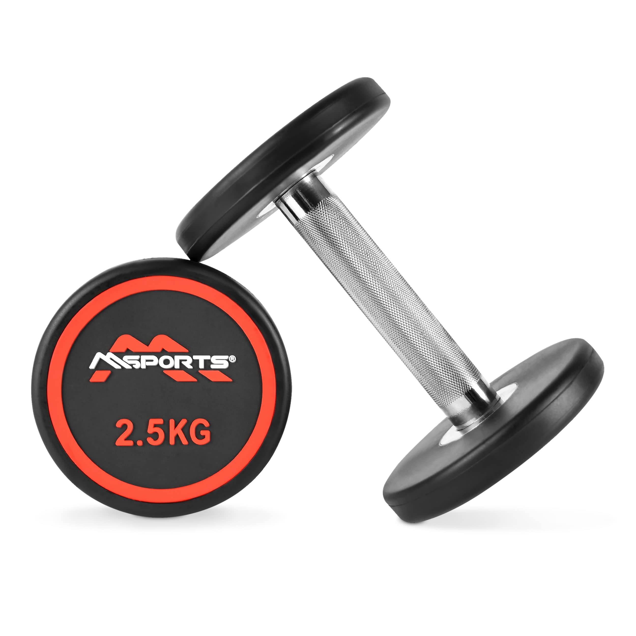Rundhantel Premium 2er Set | Gummi Kurzhantel Beschichtung 2,5-50 kg | Griff verchromt und gerändelt | Verschiedene Gewichtsvarianten Hantel (2 x 2,5 kg)