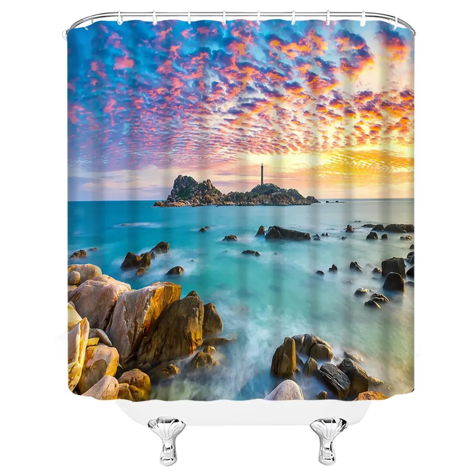 Rideau de douche forêt d'automne pour créer un spa nature chez soi 150x220cm