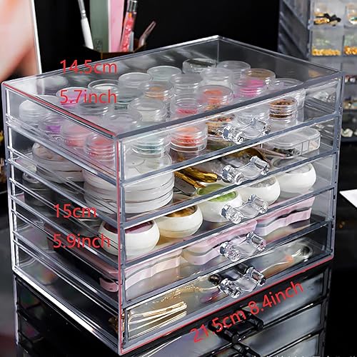 Miniatura 5 de Caja de almacenamiento de 5 niveles para decoración de uñas, acrílico transparente, accesorios de joyería, caja de almacenamiento, estante de