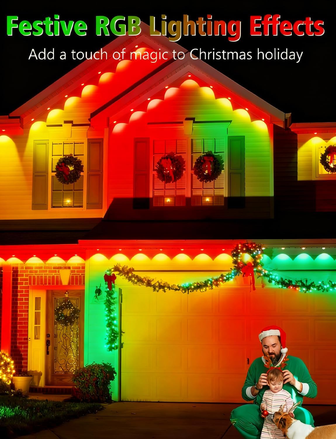 200FT Permanent Outdoor Lights, 120 LED Smart RGB&IC Outdoor Eave Lights with App/Remote, 209 Scene Modes, IP67 Waterproof Outside Light for House Party Christmas Decor