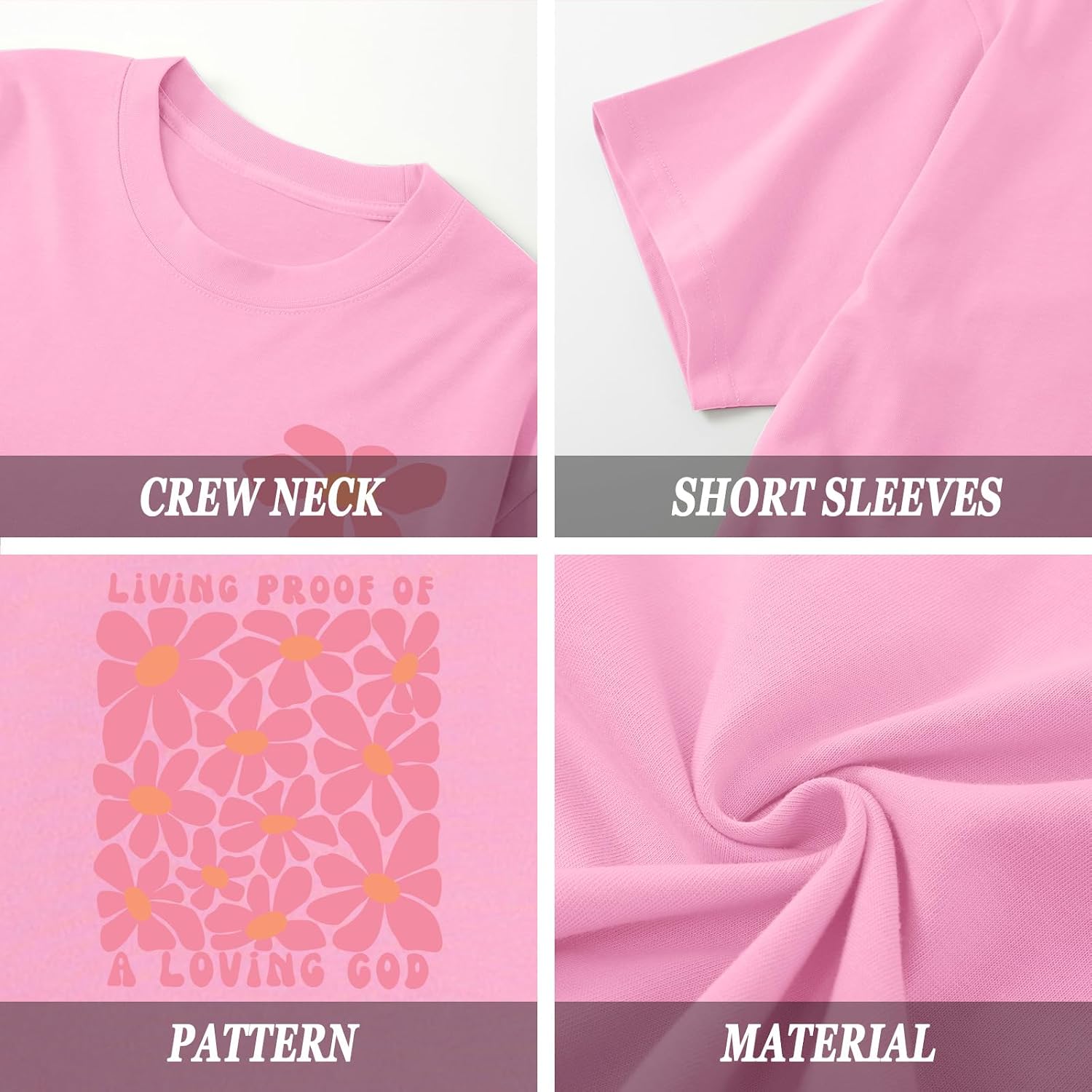 Fkatuzi Kids Christian Jesus Shirts for Girls Cute God Flower T Shirts Faith Religious Bible Verse Graphic Tees Cotton Tops