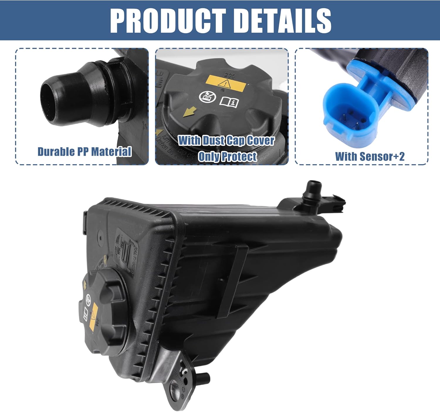 X AUTOHAUX Coolant Radiator Reservoir Tank 17137601948 Coolant Overflow Expansion Bottle with Cap and Sensor for BMW 550i E60 2011-2013 V8 4.4L