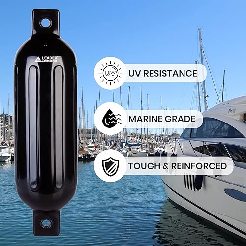 Miniatura 5 de Leader Accessories Paquete de 4 protectores de parachoques de barco con doble ojo, incluye líneas de guardabarros de 38 pulgadas y bomba para inflar