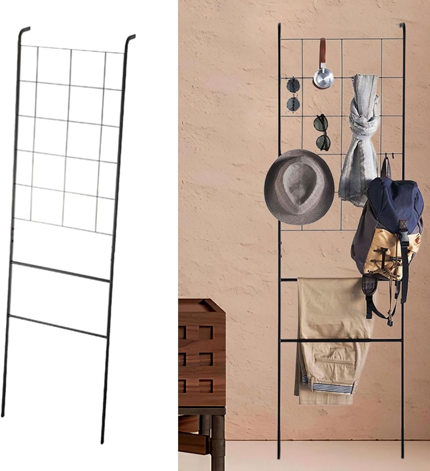 Home Leaning Ladder Rack Blanket Holder Display Removable Home Decor Wall Leaning Blanket Ladder for Farmhouse Bedroom Toilet, Black