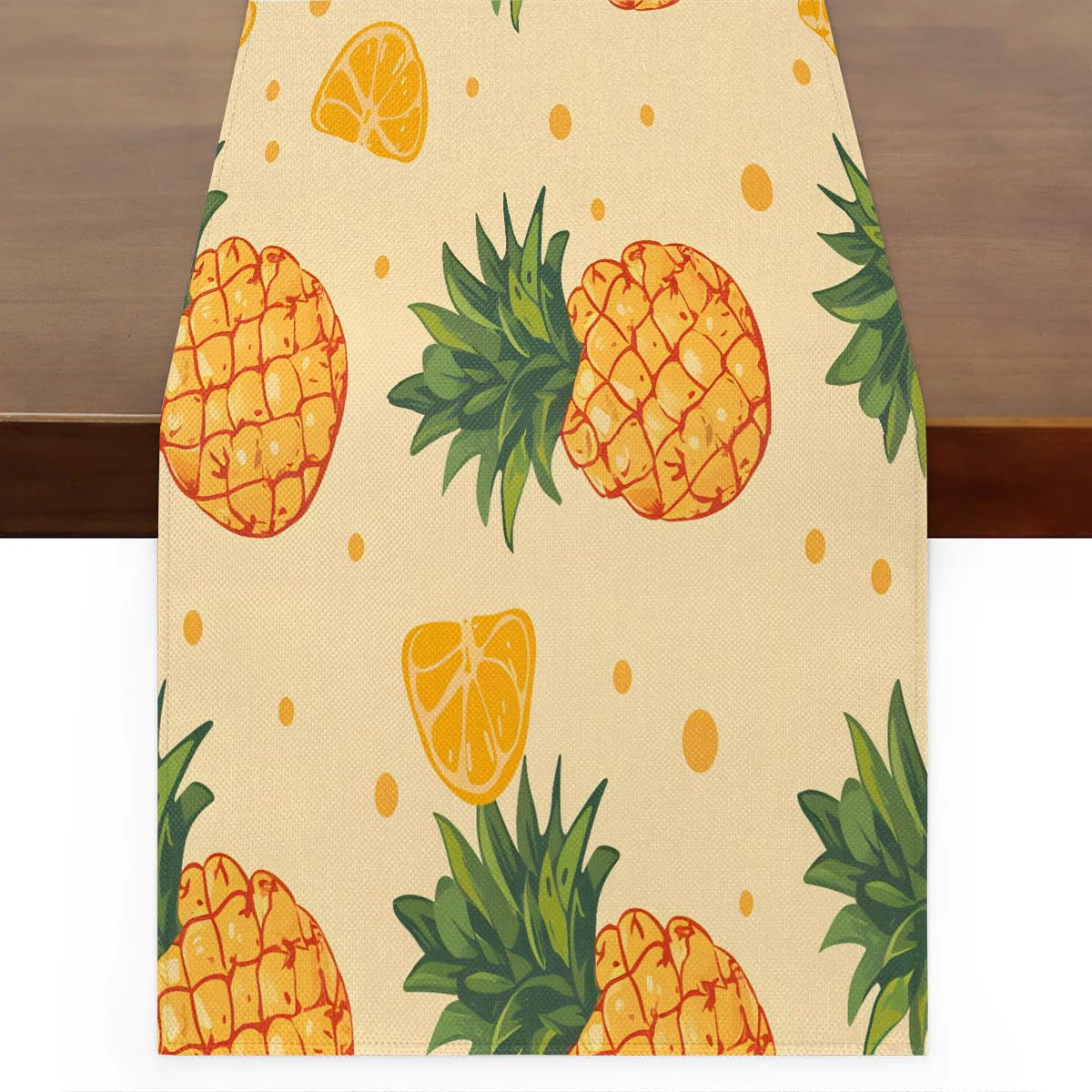 Chemin de table d'été imprimé ananas décoration table extérieure