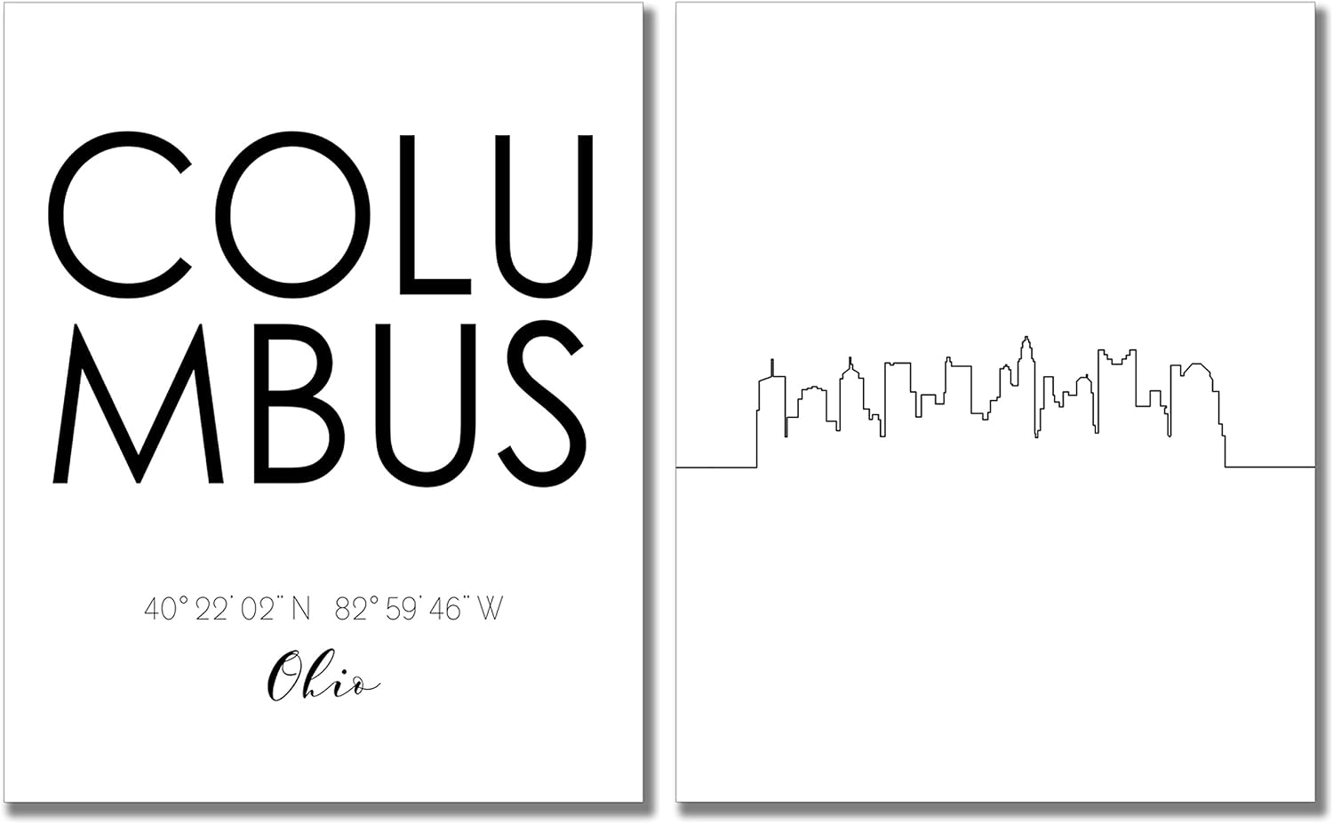 TnT Prints - Columbus Skyline Poster, Columbus Skyline Prints, Columbus City Wall Art, Columbus Skyline Wall Art, Columbus Wall Art - Set of 2 (8x10) - Unframed