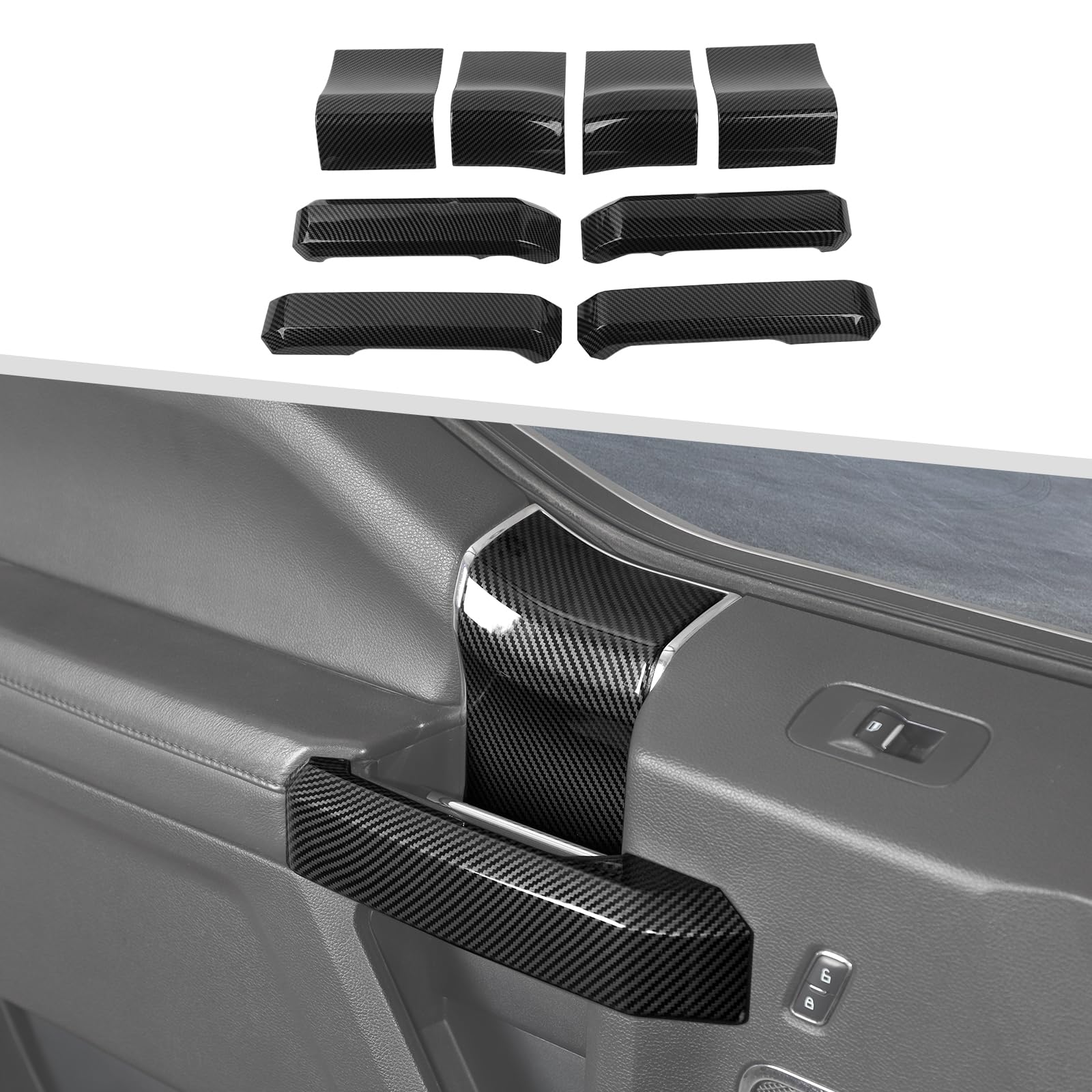 Jimen Compatible with Ford F150 4 Door 2015-2020, 8PCS Inner Door Handle Cover Trim Kits (Carbon Fiber)