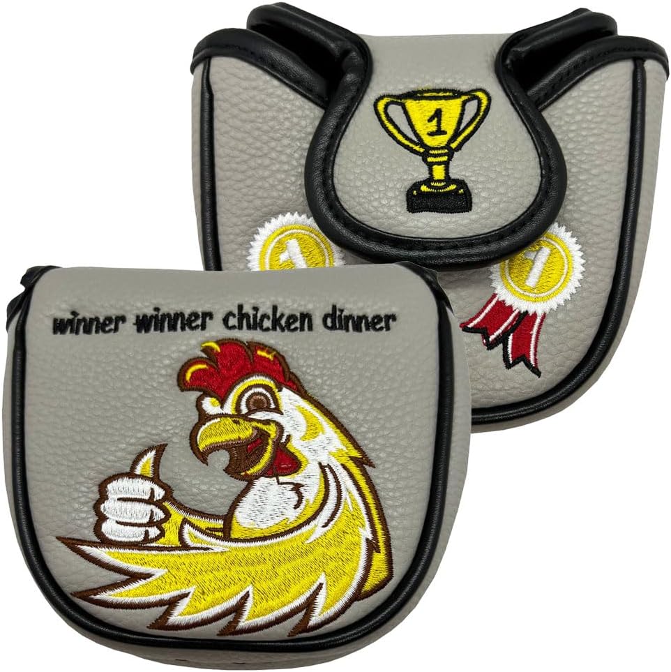 Giggle Golf Winner Winner Chicken Dinner Headcovers. Funny Chicken Thumbs Up Design – Full Set: Driver, Fairway, Hybrid, Blade & Mallet Putter Covers