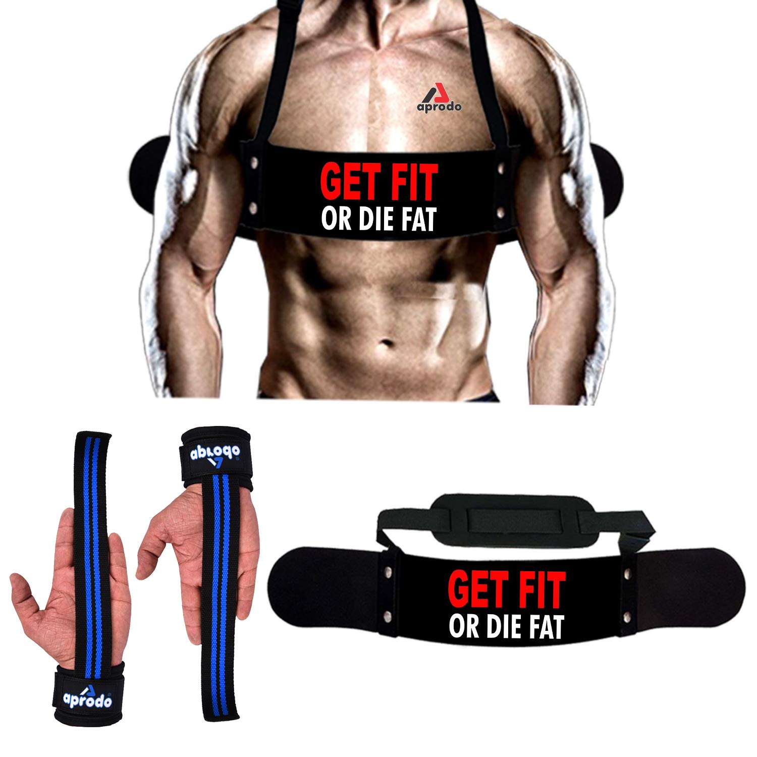 Aprodo Gym Fitness Combo (Arm Blaster with Blue Weight Lifting Strap) (Get Fit Or Die Fat& Blue WLS) (B08BXQ7VJK) Amazon Price History, Amazon Price Tracker