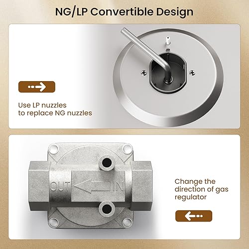Miniatura 8 de COSTWAY Placa de cocina de gas de 36 pulgadas, estufa de gas de acero inoxidable con 6 quemadores, perillas de ABS y rejillas de hierro fundido,