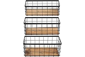 TIEYIPIN Farmhouse Wire Storage Baskets: Rustic Charm for Order and Organization