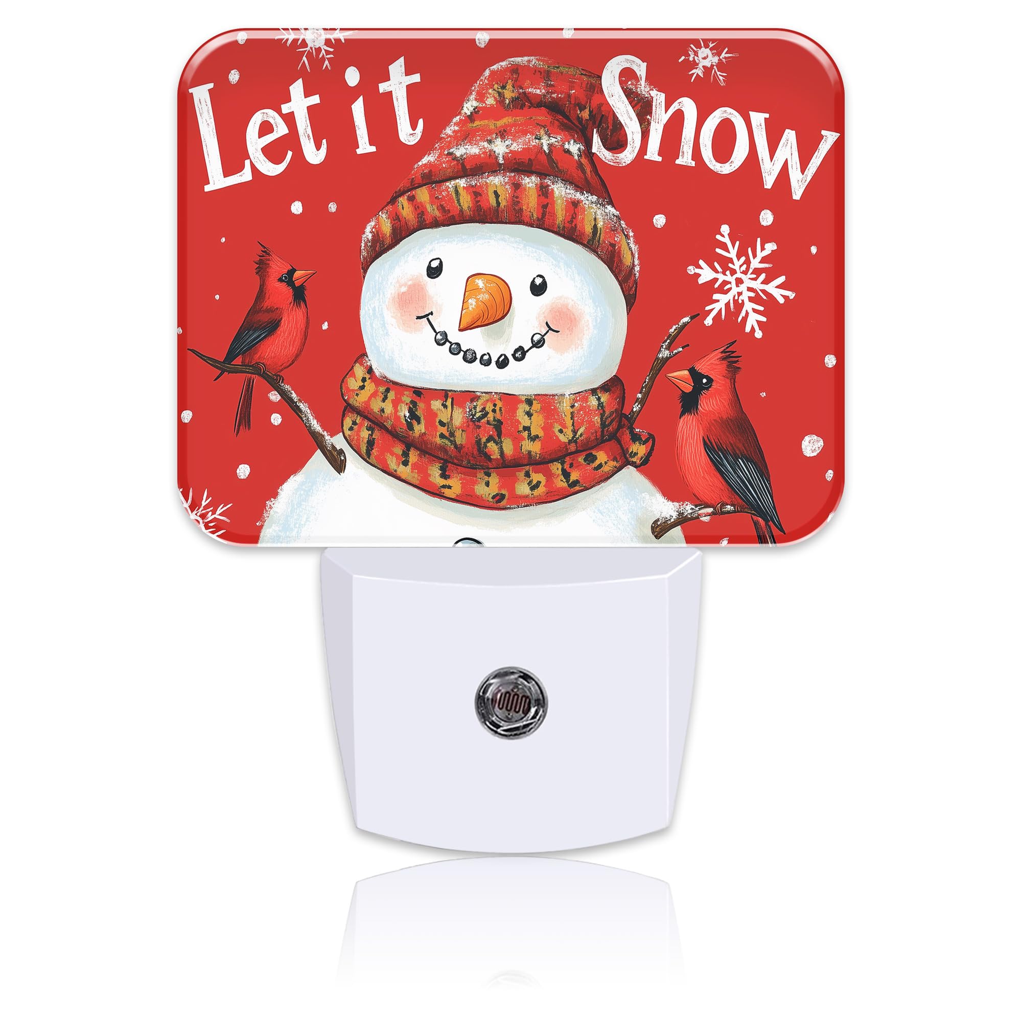 Christmas Snowman Night Light for Kids, Let is Snow LED Night Light Plug into Wall with Dusk to Dawn Sensor for Girls Boys Women Men Room, Hallway, Kitchen, Bathroom, Stairs Decor