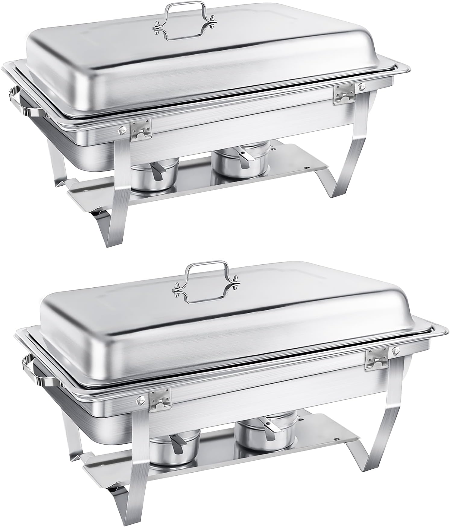 Chafing Dish Buffet Set 9L,Easy Assembly, 2 Pack Food-Grade Stainless Steel Warming Containers,Foldable Frame [Safe Rolled Edge Design], Food Warmer for Catering Buffet and Any Party (1/2+1/1 GN)