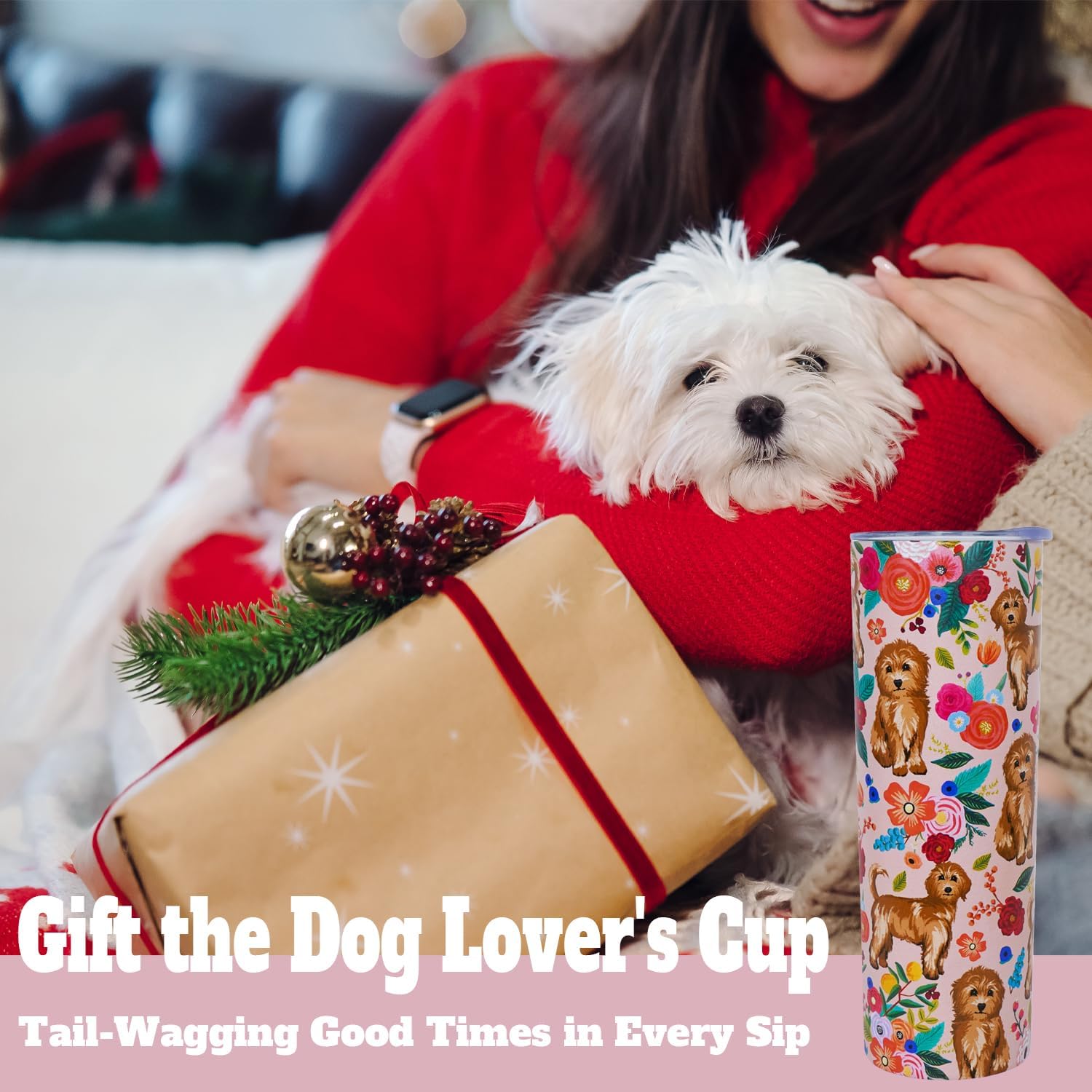 Goldendoodle Gifts for Women Cute Dog Tumbler Coffee Cup for Women Goldendoodle Travel Mug 20 Oz Stainless Steel Insulated Water Bottle With Lid and Straw - Image 5