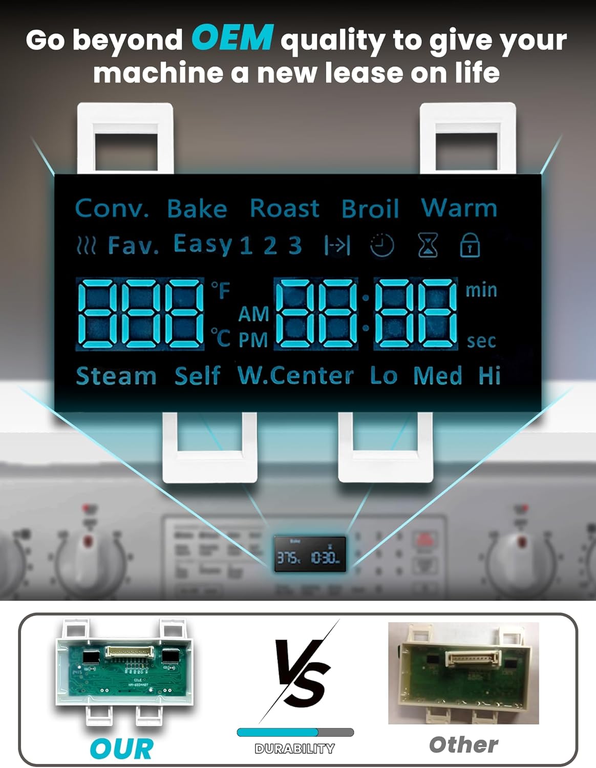 PROPART New Upgraded DE07-00129A LED Display Board, Compatible with Samsung Electric Range - Oven/Stove, Better Than Oem Quality, Fits Model NE59J7630SB/AA NE59J7630SG/AA NE59J7630SS/AA NE59J7630SW/AA