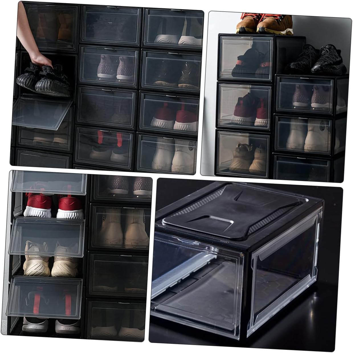 Cabilock 1pc Transparent Shoe Storage Box Stackable Household Organizer for Sneakers Clamshell Design for Displaying Sports Shoes Socks and Accessories Material