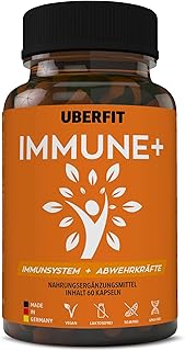 UberFit IMMUNE+ Natürlicher Komplex zur Unterstützung für das Immunsystem - mit Igelstachelbart, Spirulina, Hagebutten, Br...
