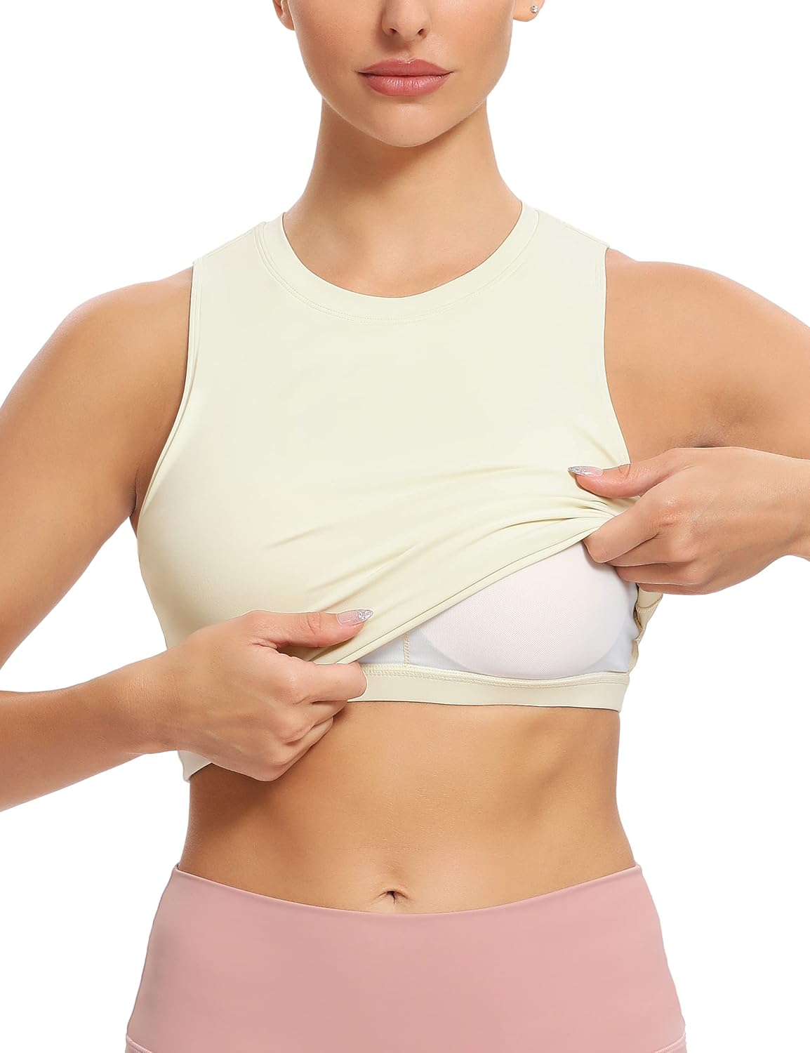 Natural Feelings Nudi Sports Bras for Women Removable Padded Yoga Tank Tops Sleeveless Fitness Workout Crop Tops - Image 4