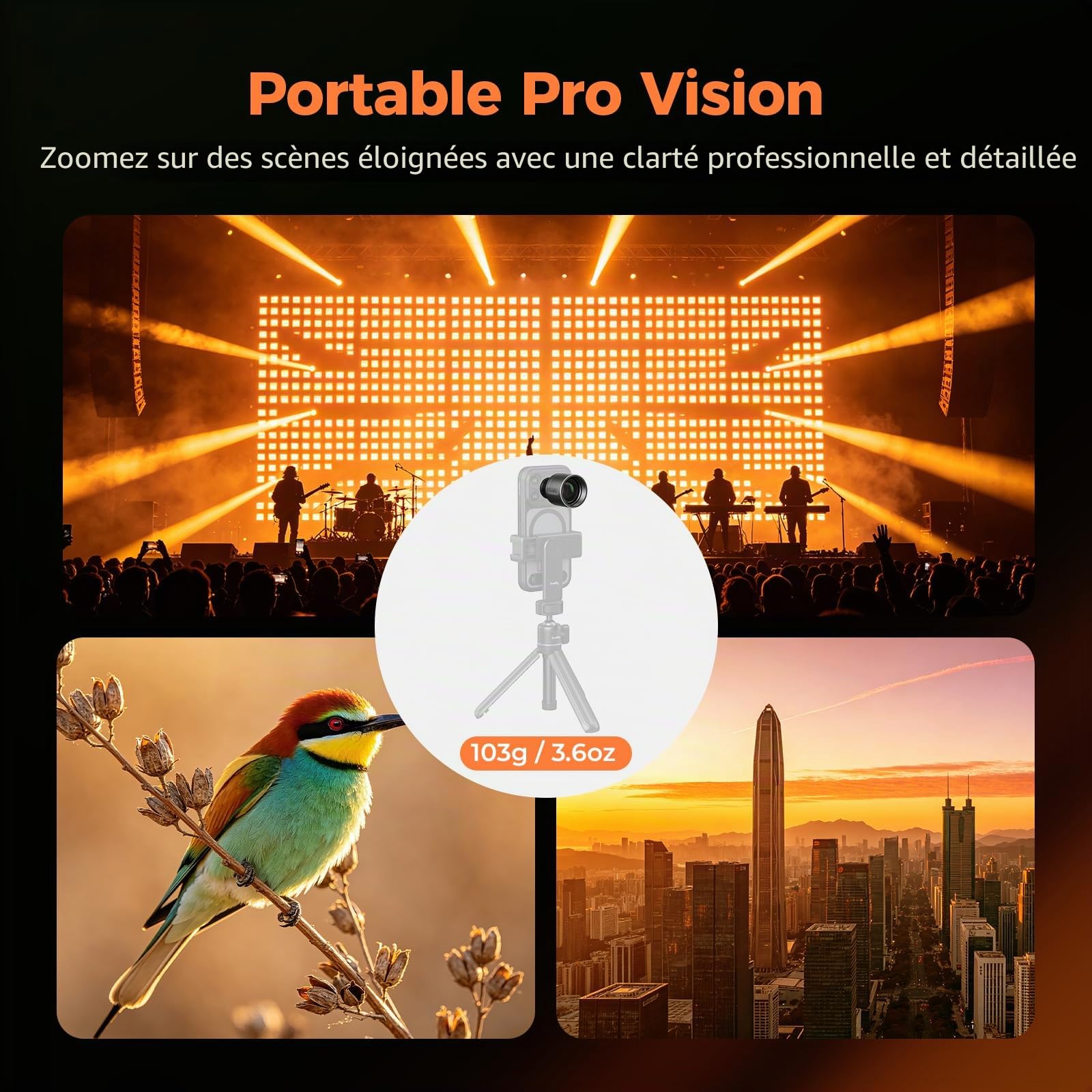 SMALLRIG 5920 Lot de 2 objectifs téléphoto pour iPhone 17/16/15 Pro Max, 2 lentilles de Magnification HD avec monture en T pour coque de téléphone, compatible avec smartphone 4x/5x/8x