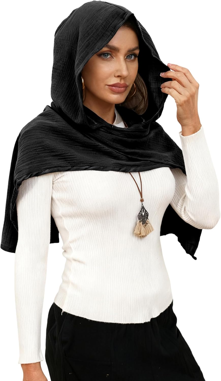 Medieval Hooded Cape Scarf, 3-in-1, Steampunk Cloak, Women & Men, Cotton Linen Blend, Gothic Cowl