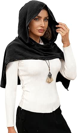 Medieval Hooded Cape Scarf, 3-in-1 Steampunk Cloak for Women & Men, Cotton-Linen Blend