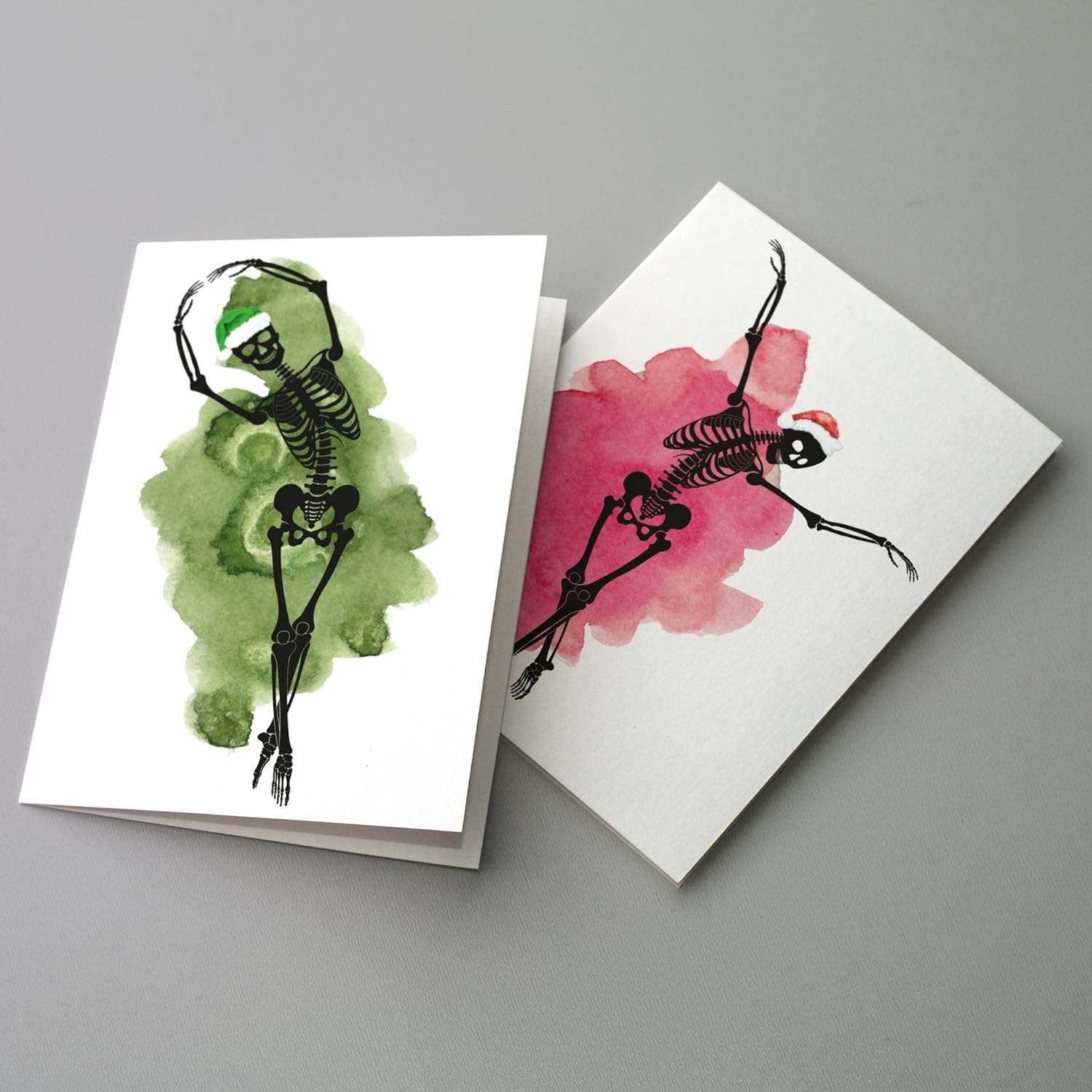 Ritzy Rose 24 Dancing Skeleton Ballerina Christmas Cards in 6 Colorful Designs w/Envelopes