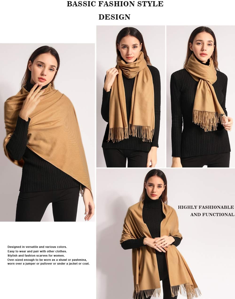 Pashmina Shawl Women Winter Scarf Warm Wedding Wraps Ladies Scarves for Evening Dresses - Image 5