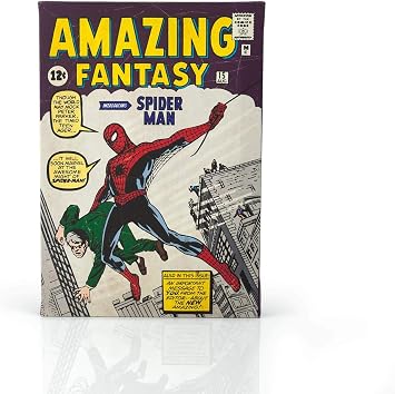 Marvel Comics Spider-Man Amazing Fantasy #15 Comic Book Canvas Art | Collectible Spider-Man Poster | Measures 9 x 5 Inches