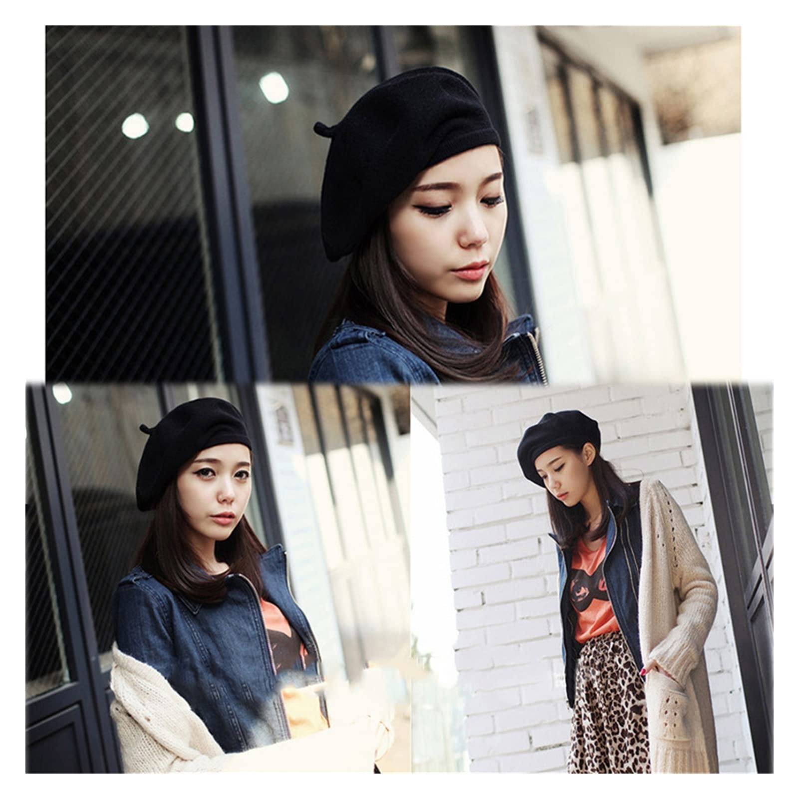 Artysta Beret's Women's Retro Spring i Winter Beret Warm Flat Cap Wool Hat Nekury (Color : Orange)