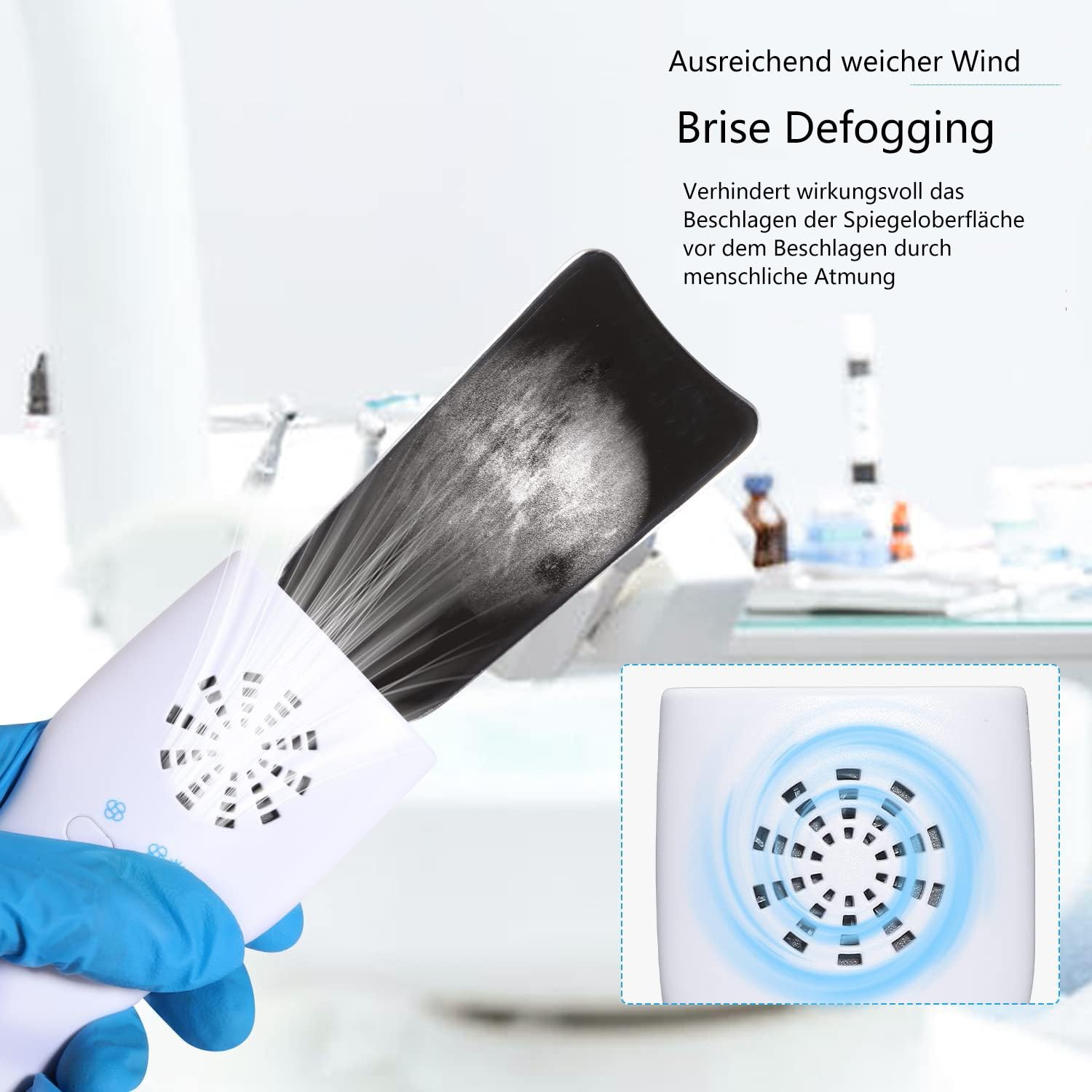 Dental Fog-Free Photography Mirrors, Dental Orthodontics Mirror Reflector, Intra-oral Teeth Inspection LED Mirror Wireless Charger & Fan mit 4 austauschbaren Spiegeln