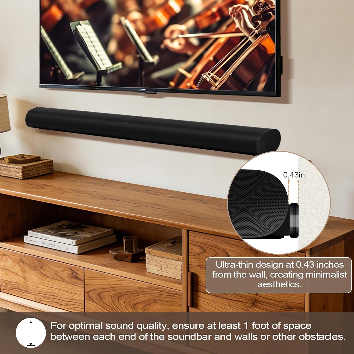 Upgrade Wall Mount for Sonos Arc and Sonos Arc Ultra Soundbar – Mount on Wall Under TV, Floating Style, Minimalist Hidden Design, Black