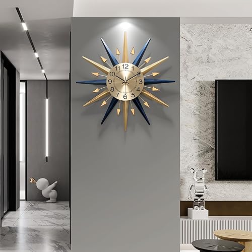 Miniatura 7 de Starburst - Reloj de pared grande decorativo de mediados de siglo, moderno reloj silencioso que funciona con pilas para sala de estar, cocina,