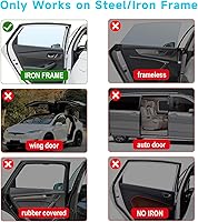 Vista 6 de Parasoles para Ventanas de Automóvil, 2 Piezas Magnético de Doble Capa Parasol Auto para Ventanas Laterales Privacidad Coberturas Completas/Opciones