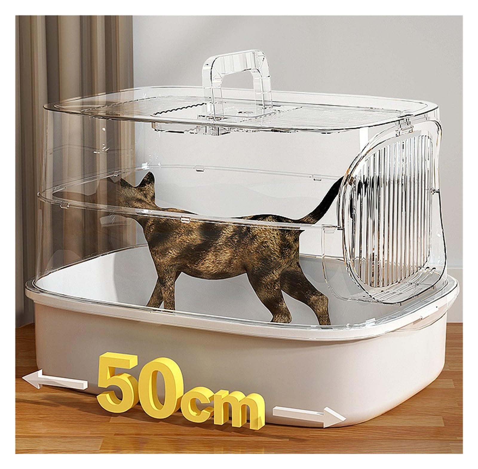 Caja de Arena for Gatos Cerrada Grande, Bandeja de Arena Desmontable de Lado Alto, Inodoro for Mascotas, diseño portátil, fácil de Limpiar Arenero Gato(Groen)