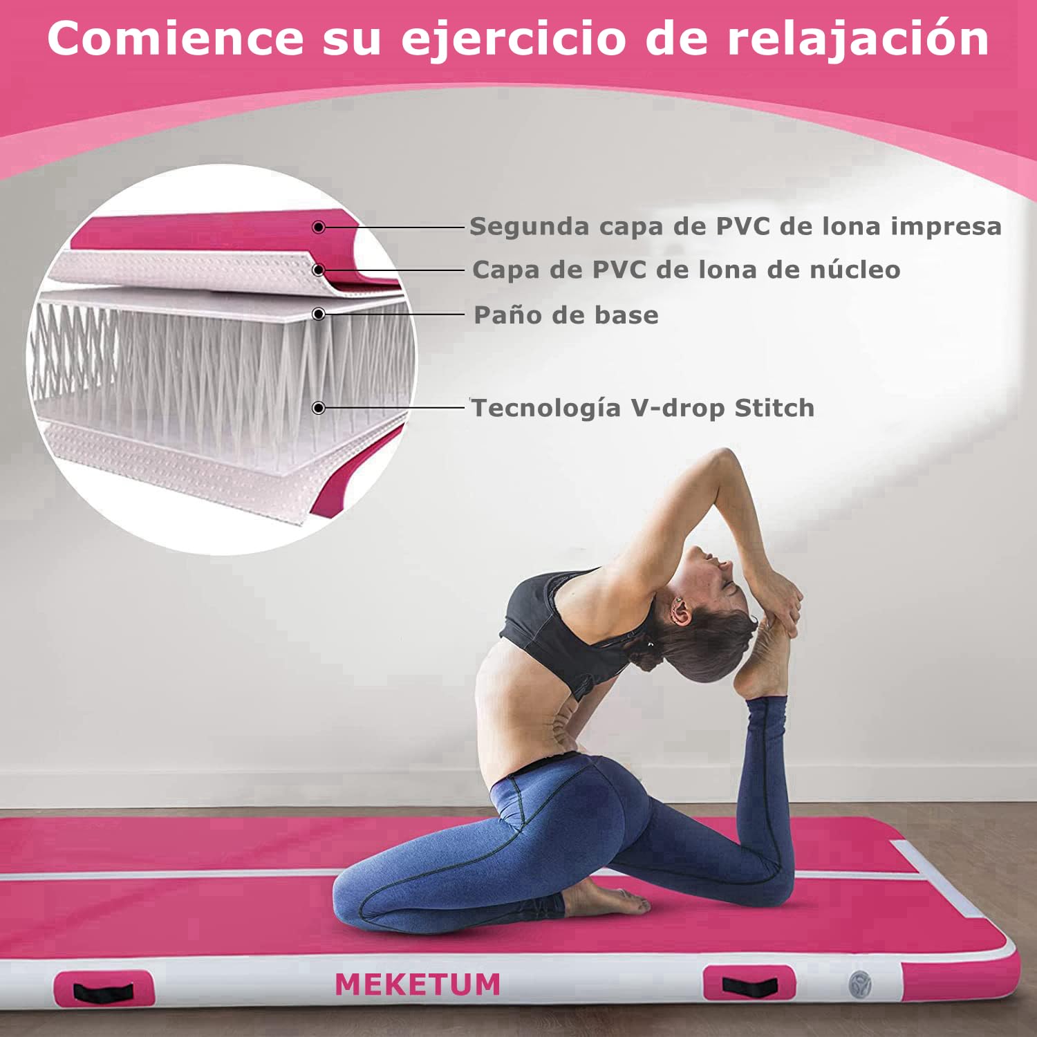 Air Track Colchoneta Gimnasia Ritmica 2 3 4 5 6 m Hinchable 10/20cm Gruesa Colchoneta Deportiva con Bomba de Uso doméstico/Entrenamiento/Rodar/Saltar/Fitness/Yoga/Entretenimiento acuático — view 2