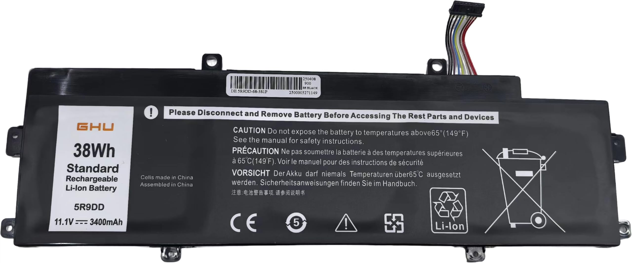 GHU New 38 Wh 5R9DD Battery Compatible with Dell Latitude Chromebook 11 (3120) P22T Series Fits P/N KTCCN 0KTCCN XKPD0 P22T001