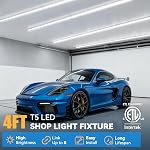 JESLED 20 Pack LED Shop Light 4FT, 20W, 2200LM, 6500K Super Bright White, T5 LED Tube for Garage, Workshop, Warehouse, 4 Foot Linkable Ceiling Lights, Plug and Play, ETL Listed