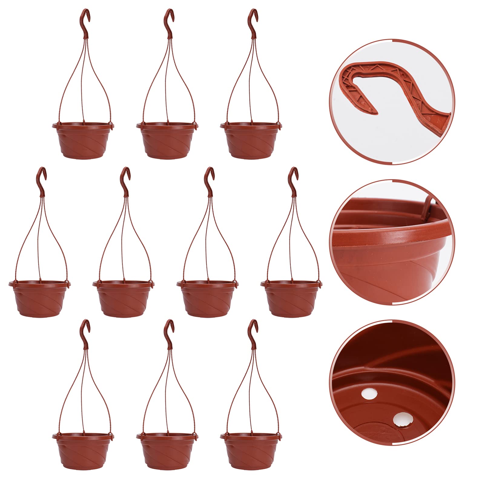 Healvian 10 Stück Hängende Blumentöpfe Aus Kunststoff 17cm Rund Balkon Pflanzenampel Hängepflanzgefäß Für Sukkulenten Und Kleine Blumen Innen Außen Dekoration