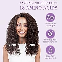 Vista 3 de LULUSILK Gorro de seda de morera para mujeres durmientes, gorro de dormir de seda real para cabello rizado y trenzas, envoltura de cabeza pura