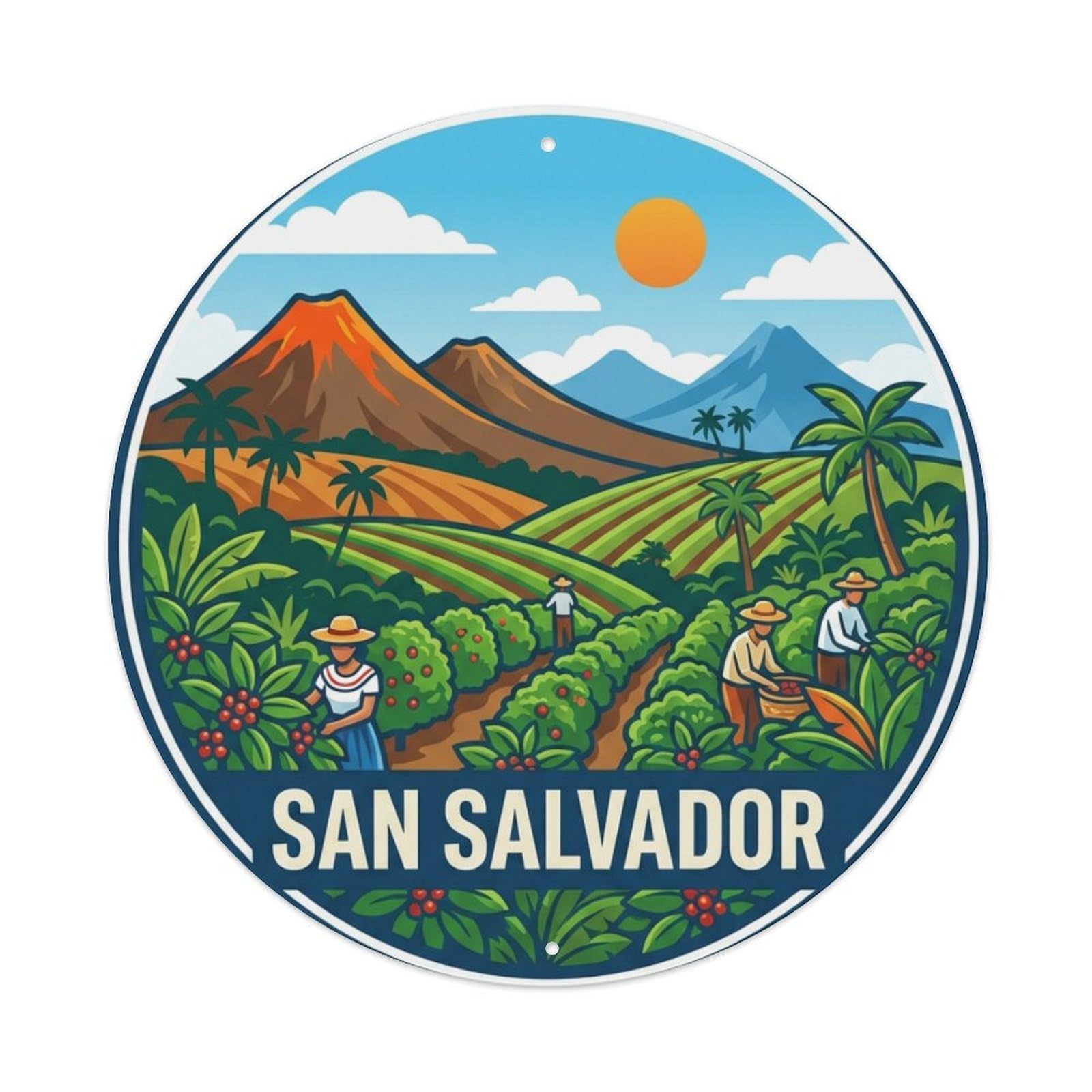 Vintage Travel El Salvador San Salvador Metal Tin Sign