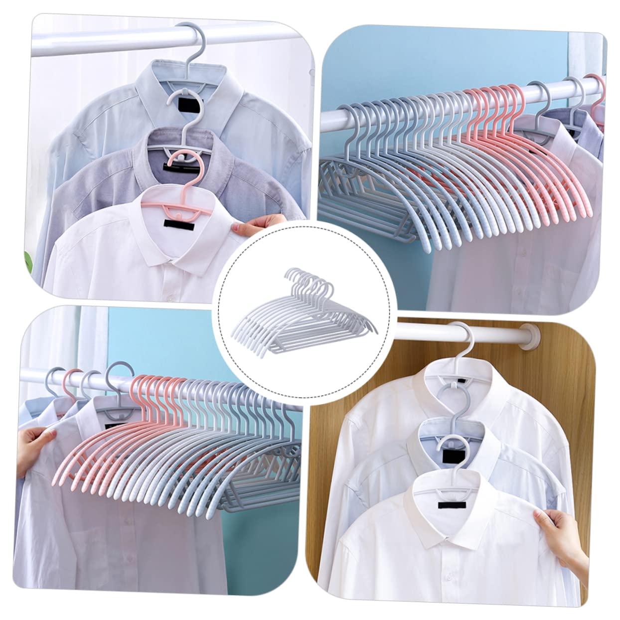 DECHOUS 10pezzi Grucce per Casa in Plastica Tubolare Tacche Rinforzate per Guardaroba Grucce Antiscivolo per Abiti e Cappotti Organizer per Vestiti